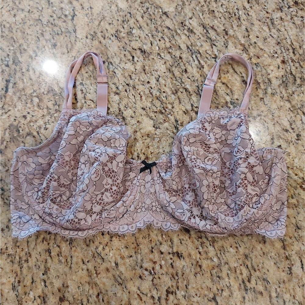 CACIQUE Unlined Full Coverage Bra Size 42DDD UW Dusty Rose/Pink Lace Sexy!!